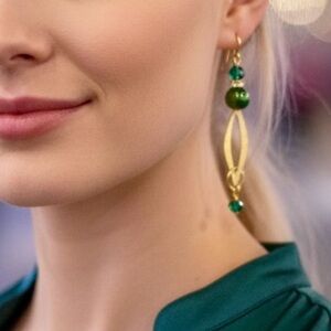 Elegant Gold and Green Drop Earrings